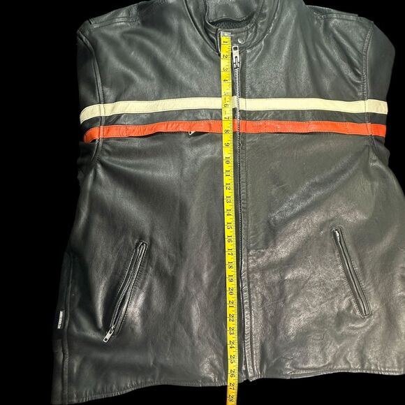 Black BIG & TALL Jamin Leather Jacket Size 56 w/ Zip-out Thermal Liner Striped - Picture 6 of 16